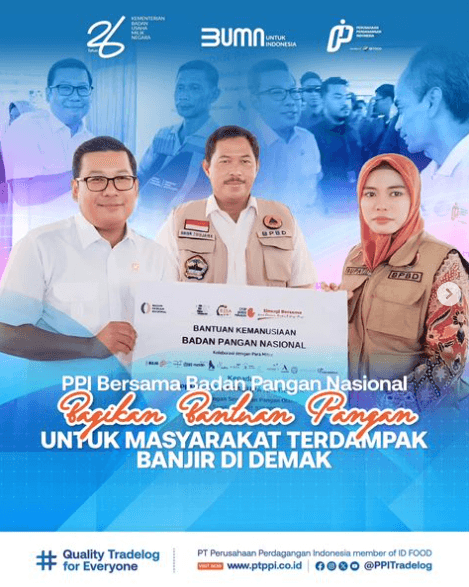 PPI Bersama NFA Bagikan Bantuan Pangan Untuk Banjir di Demak 2024